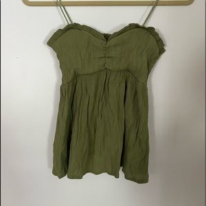 Military Green, Flowy Top with Spaghetti Straps. Size Small/0. No Tags.